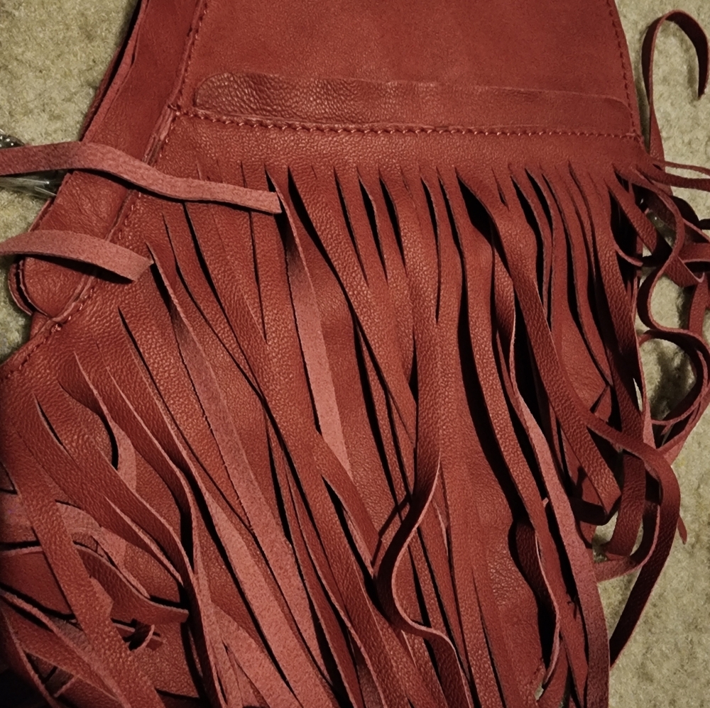 Sash Women's Fringe Crossbody Bag - Red Leather New NWT - Picture 2 of 3